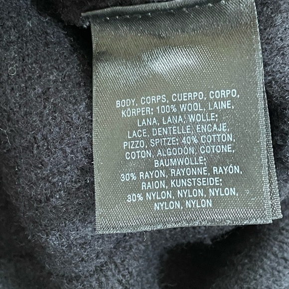 ANTHROPOLOGIE FIELD FLOWER  Black Cardigan Womens Size L Navy Laced Bell-Sleeve - Picture 7 of 13